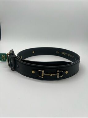 Tory Leather Snaffle Bit Belt Leather Brass Buckle Size 30